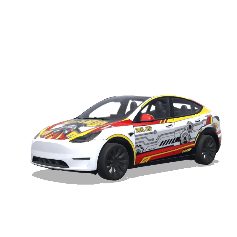 Tesla Model Y with a Steel Jeeg Anime Robot wrap, 3D preview