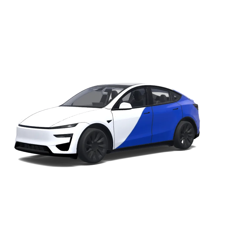 Tesla Model Y (2025+) with a 삼성라이온즈 차량 만들어줘 wrap, 3D preview