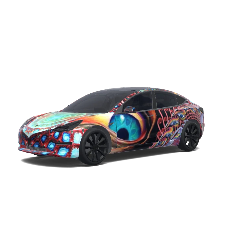 Tesla Model 3 with a Tool wrap, 3D preview