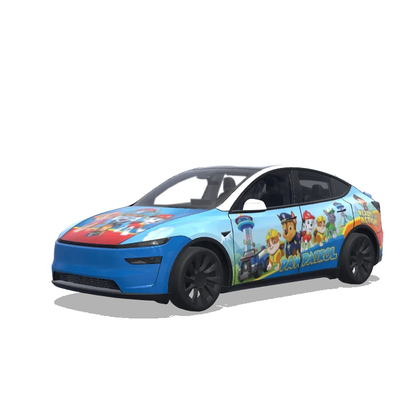 Tesla Model Y (2025+) with a White wrap, 3D Paint Shop preview