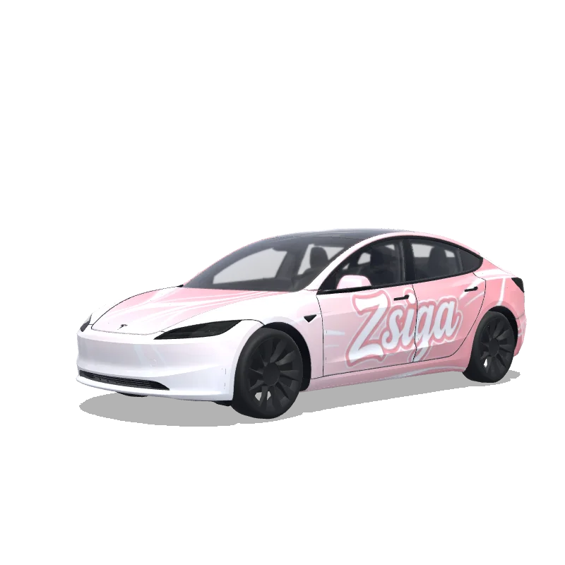 Tesla Model 3 (2024+) Standard & Premium with a Pink wrap, 3D Paint Shop preview