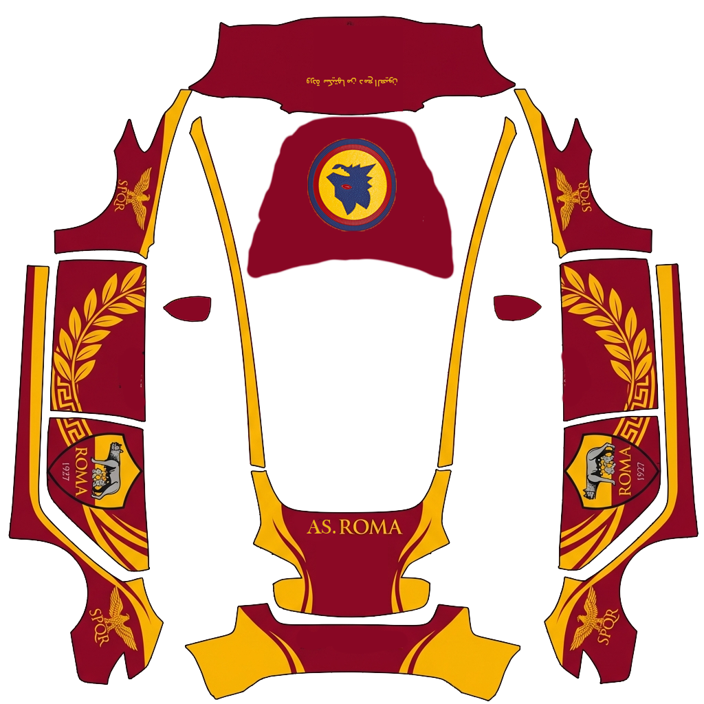 As Roma Italian Team Tesla Model 3 wrap PNG - flat 1024x1024 wrap PNG template for Tesla Model 3 Paint Shop