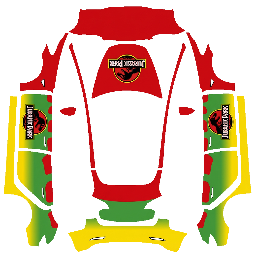 Jurassic Park Tesla Model 3 wrap PNG - flat 1024x1024 wrap PNG template for Tesla Model 3 Paint Shop