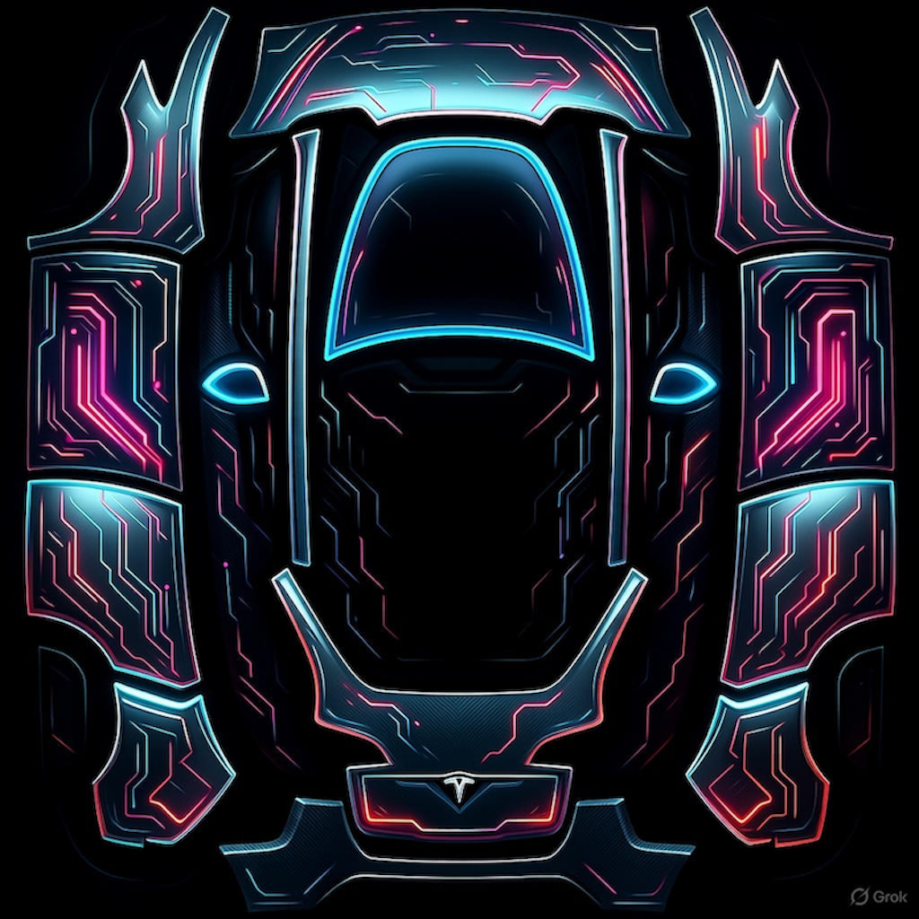 Tesla Model Y with a Neon wrap, 3D Paint Shop preview