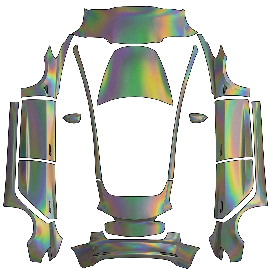 Prismatic Grey Color Shift Tesla Model 3 wrap PNG - flat 1024x1024 wrap PNG template for Tesla Model 3 Paint Shop