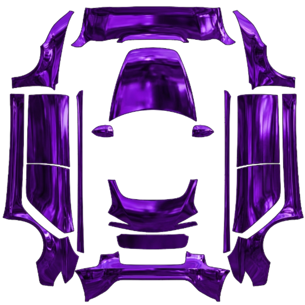 Purple Chrome Tesla Model 3 (2024+) Standard & Premium wrap PNG - flat 1024x1024 wrap PNG template for Tesla Model 3 (2024+) Standard & Premium Paint Shop