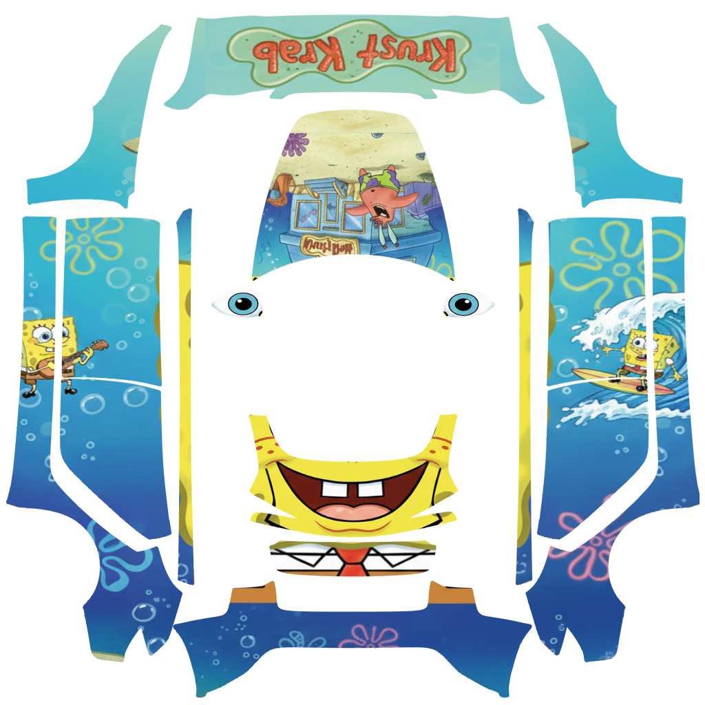 Tesla Model 3 (2024+) Standard & Premium with a Spongebob wrap, 3D Paint Shop preview