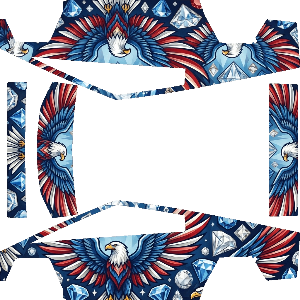 Tesla Cybertruck wrap design - make a wrap for a cybertruck that has diamonds and eagles..