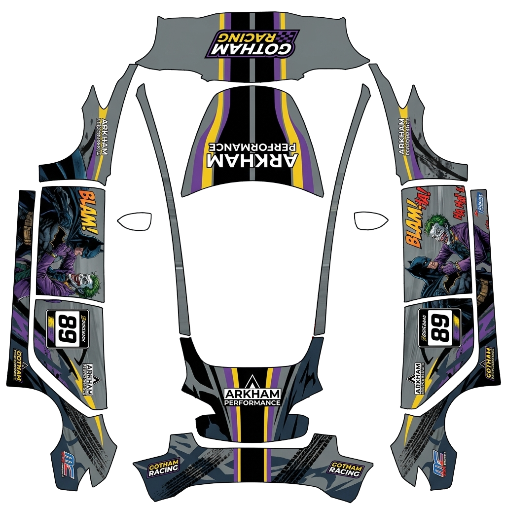 Tesla Model 3 with a Batman wrap, 3D Paint Shop preview