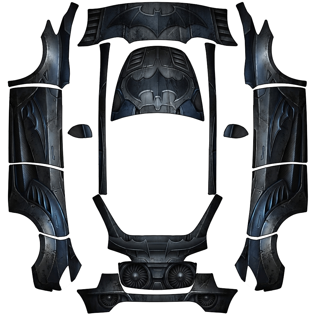 Batman Tesla Model Y wrap PNG - flat 1024x1024 wrap PNG template for Tesla Model Y Paint Shop