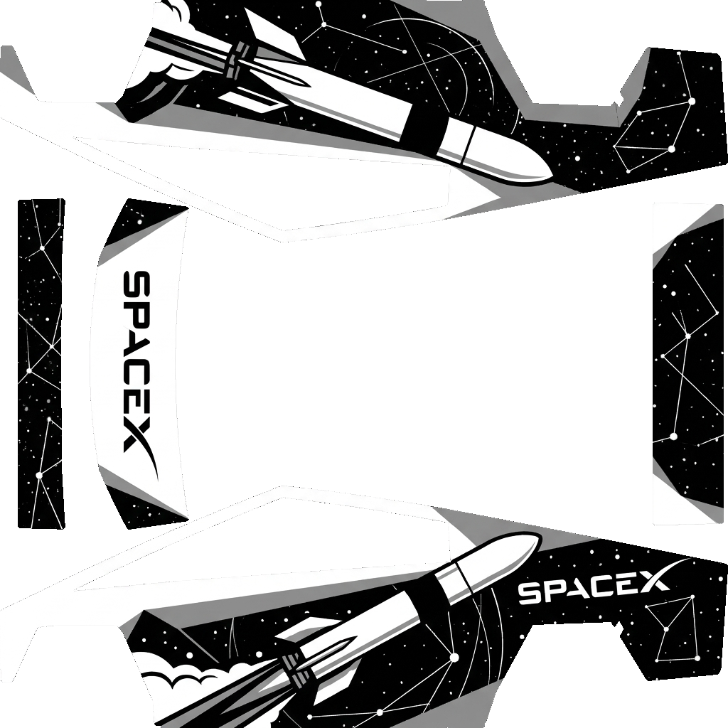 Black Tesla Cybertruck wrap PNG - flat 1024x1024 wrap PNG template for Tesla Cybertruck Paint Shop