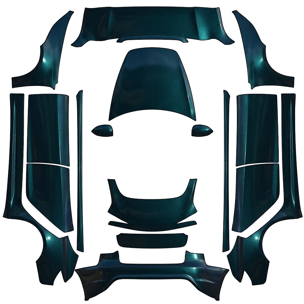 Tesla Model 3 (2024+) Standard & Premium with a Blue And Green wrap, 3D preview