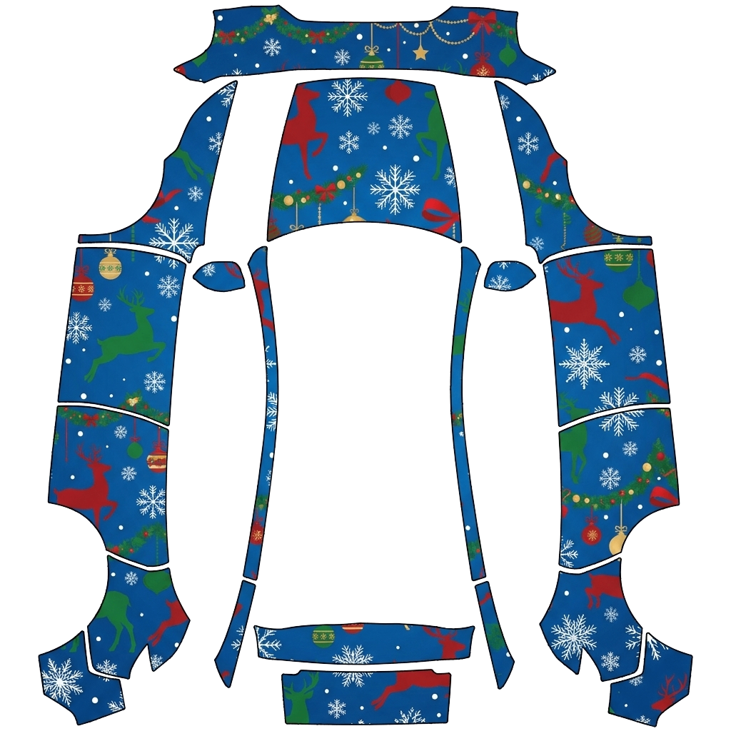 Tesla Model Y (2025+) Premium with a Christmas Snowflakes on Blue wrap, 3D preview
