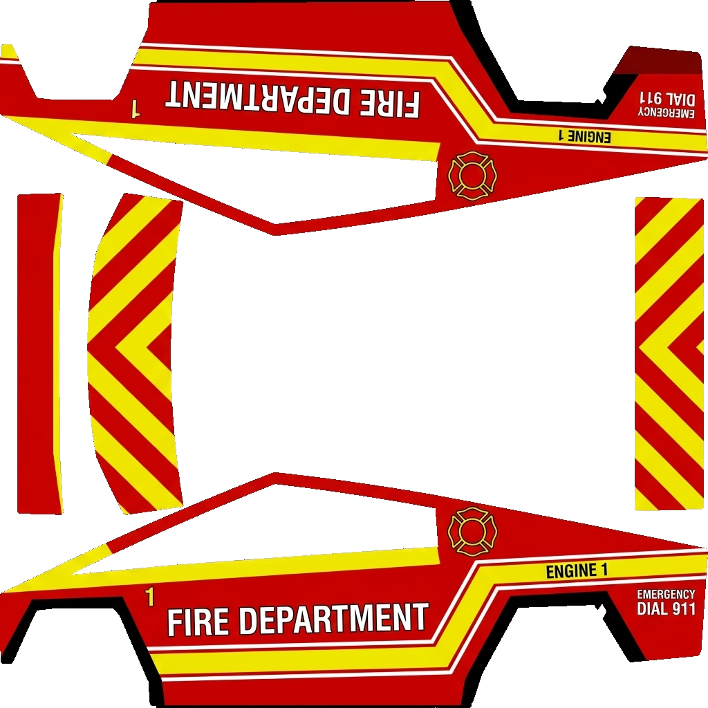 Flames Tesla Cybertruck wrap PNG - flat 1024x1024 wrap PNG template for Tesla Cybertruck Paint Shop