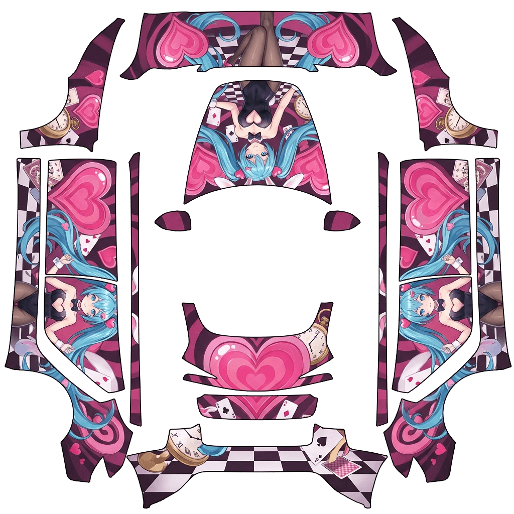 Tesla Model 3 (2024+) Standard & Premium with a Heart pink and blue wrap, 3D preview