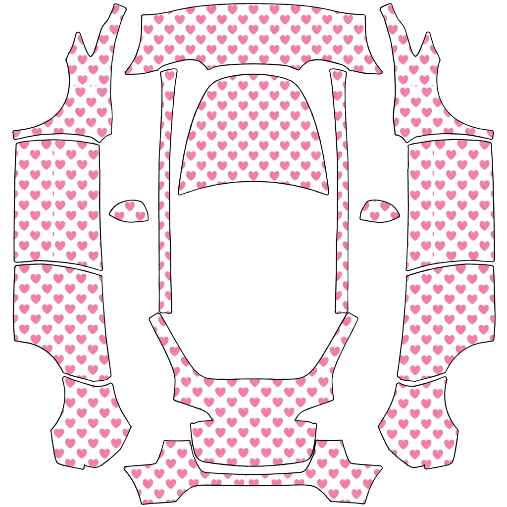 Tesla Model Y with a Heart pink and white wrap, 3D preview