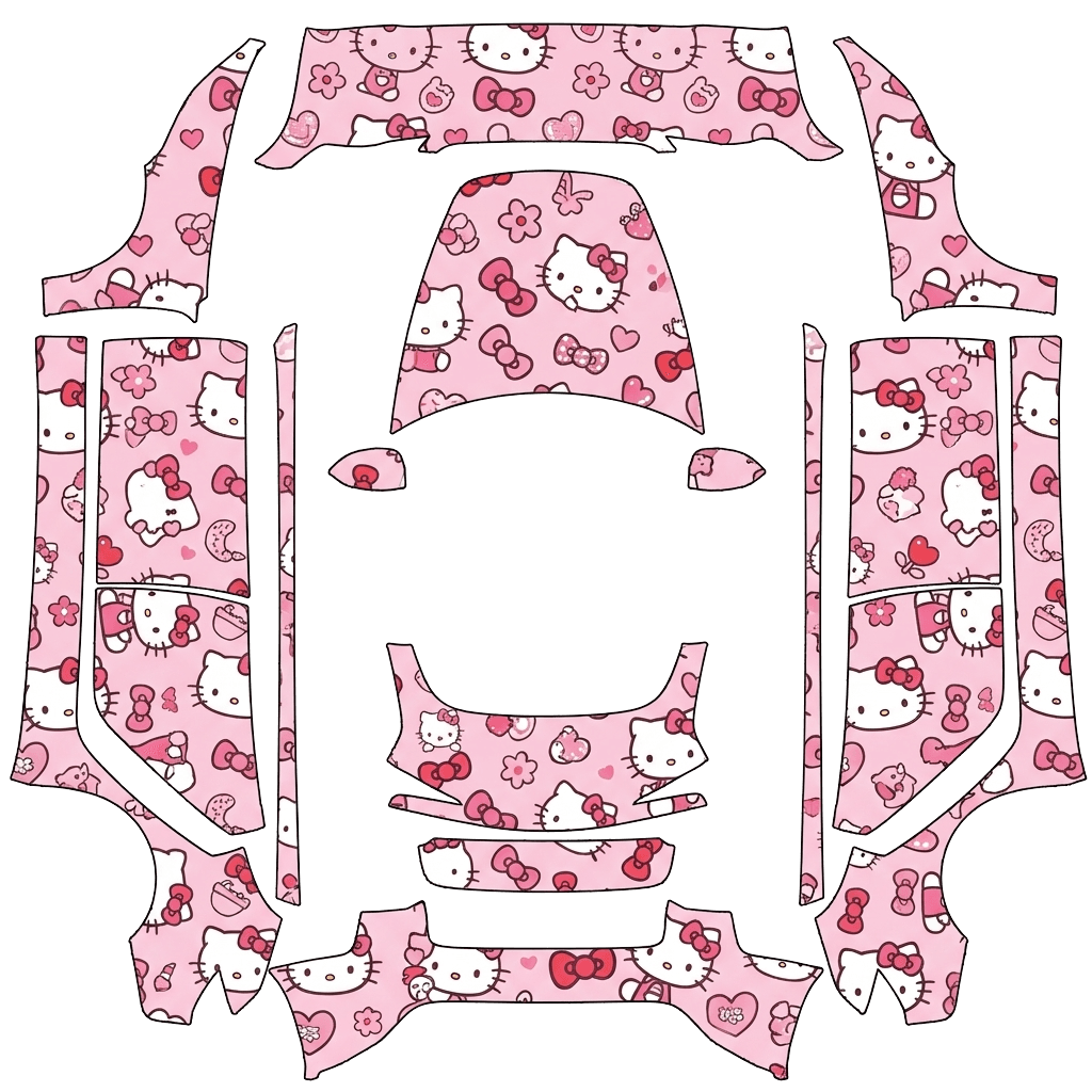 Tesla Model 3 (2024+) Standard & Premium with a Hello Kitty pink wrap, 3D preview