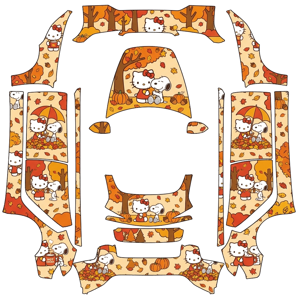 Hello Kitty Tesla Model 3 (2024+) Performance wrap PNG - flat 1024x1024 wrap PNG template for Tesla Model 3 (2024+) Performance Paint Shop