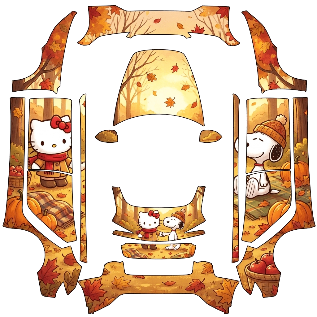 Hello Kitty Tesla Model 3 (2024+) Performance wrap PNG - flat 1024x1024 wrap PNG template for Tesla Model 3 (2024+) Performance Paint Shop