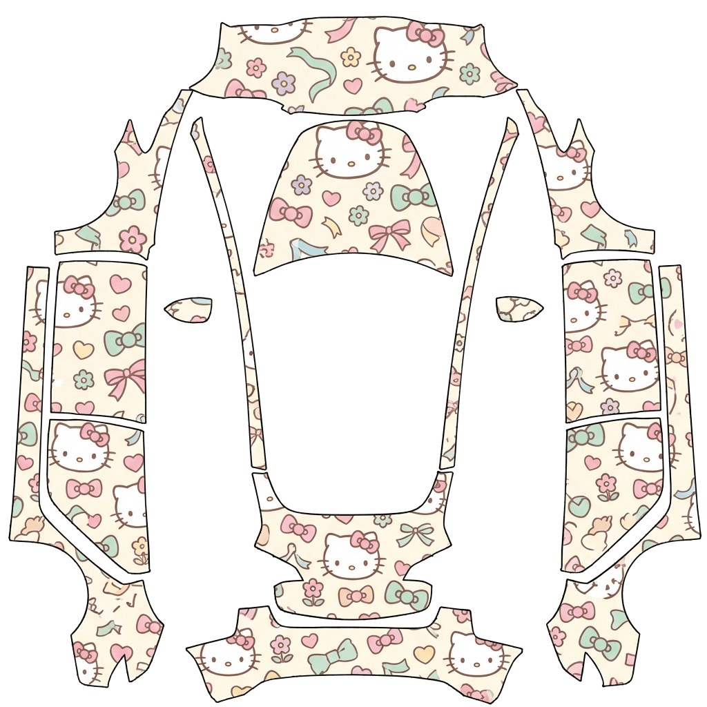 Tesla Model 3 with a Hello Kitty wrap, 3D preview