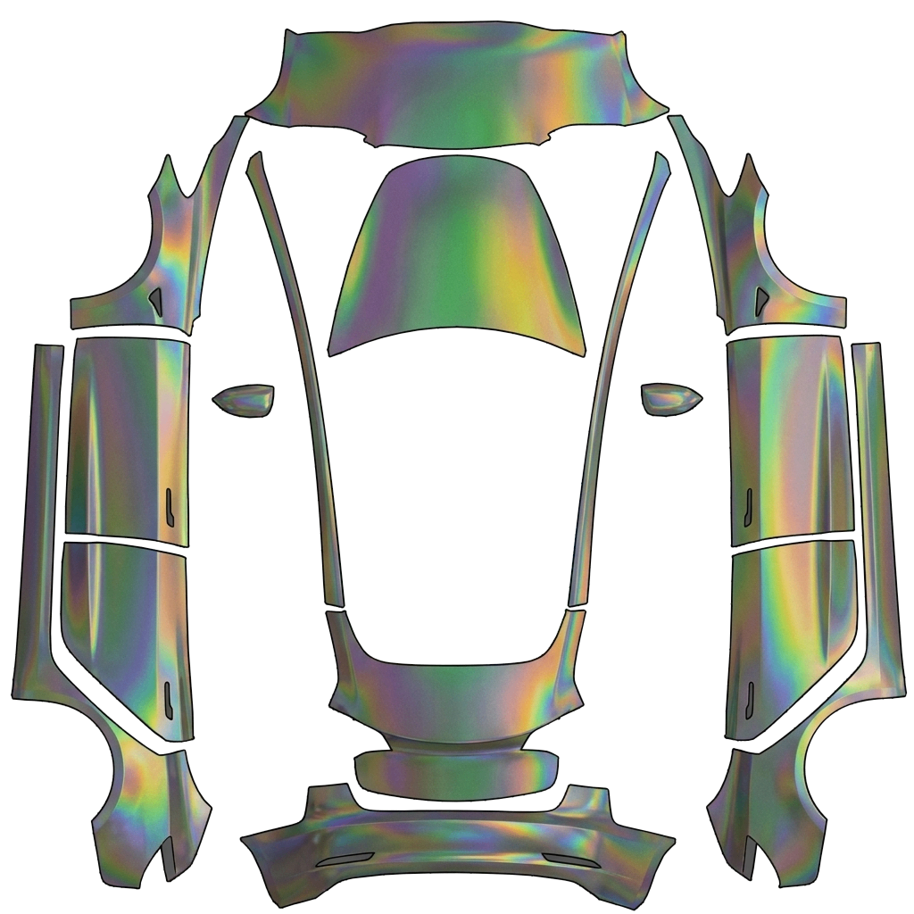 Tesla Model 3 with a Holographic Oil Slick wrap, 3D preview