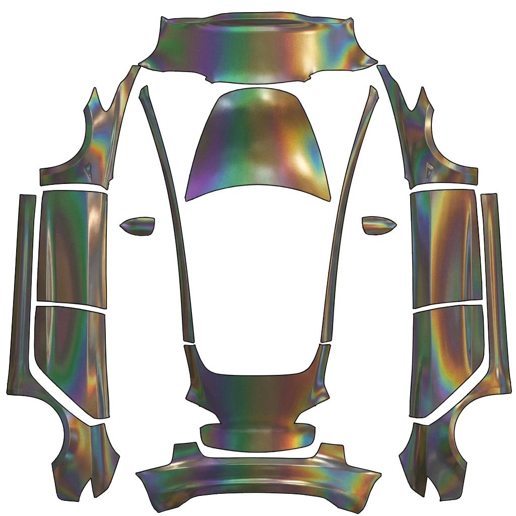 Tesla Model 3 with a Holographic Rainbow Silver wrap, 3D preview
