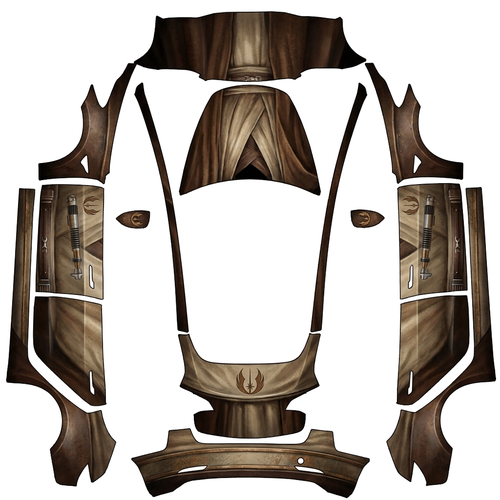Tesla Model 3 with a Jedi Knight Brown Robes Art wrap, 3D preview