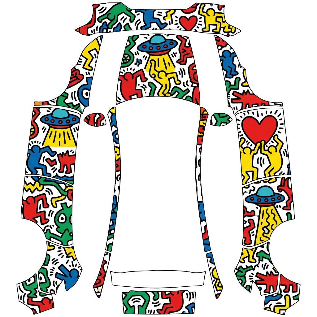 Tesla Model Y (2025+) Premium with a Keith Haring Pop Art wrap, 3D preview
