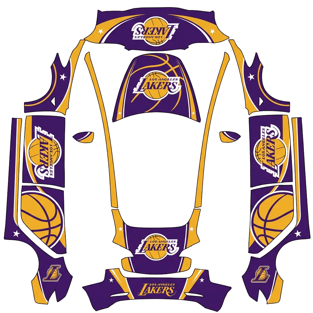 Tesla Model 3 with a Lakers wrap, 3D preview