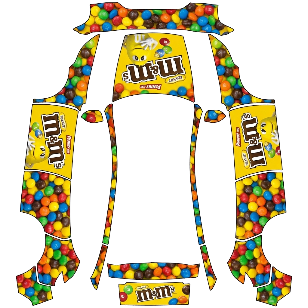 Tesla Model Y (2025+) Premium with a M&M's Candy wrap, 3D preview