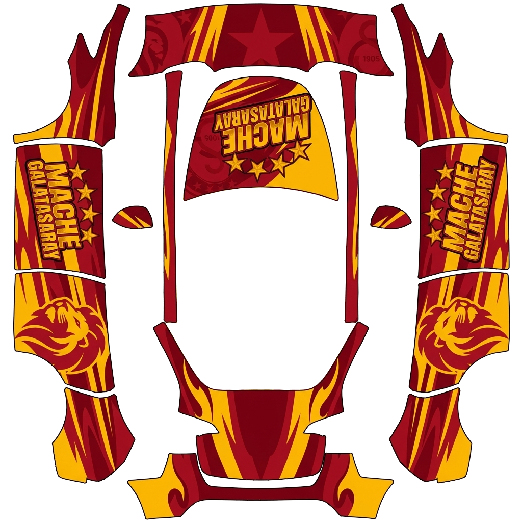 Tesla Model Y with a Mache Galatasaray mit 5 sternen wrap, 3D preview