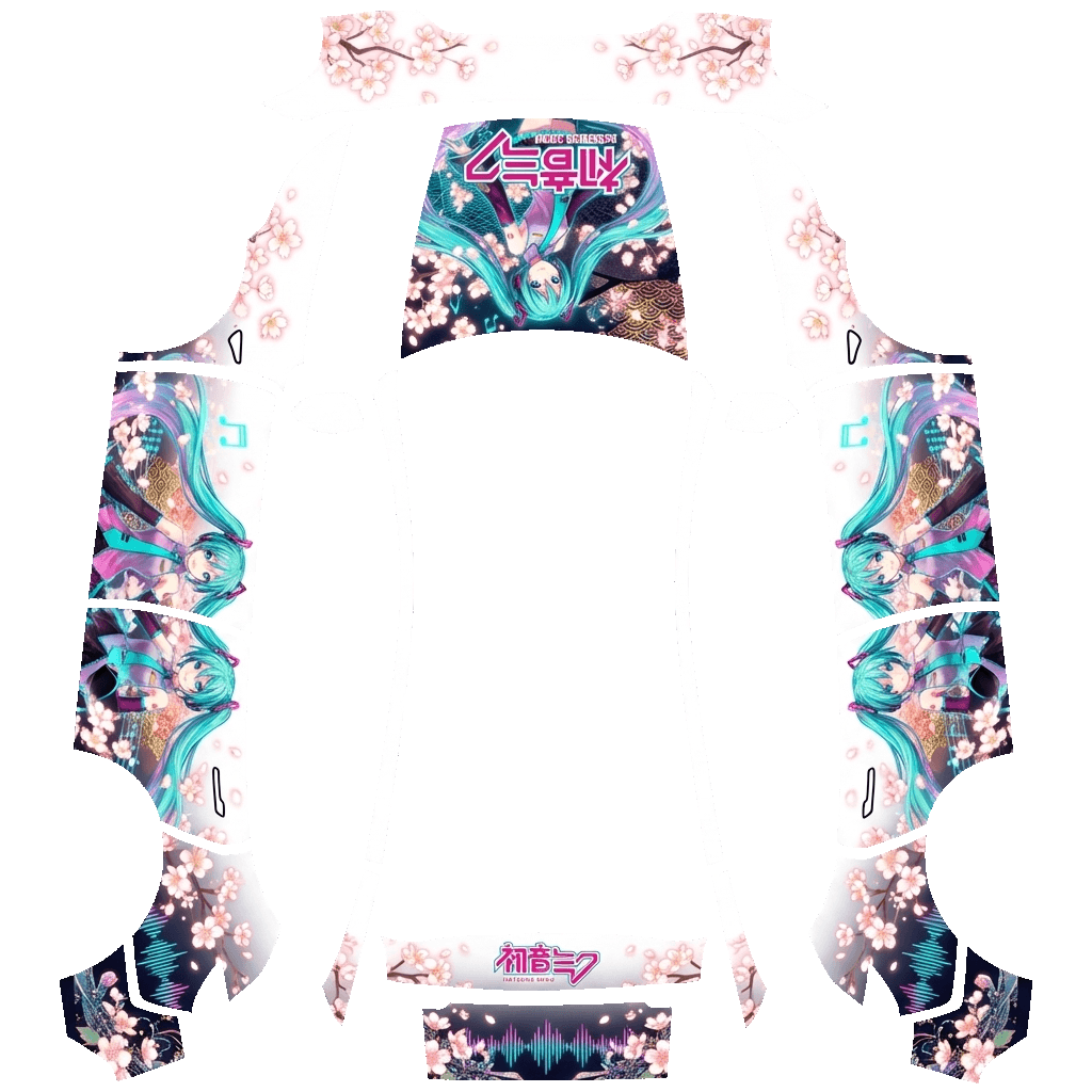 Tesla Model Y (2025+) Premium with a Miku Hatsune blooming wrap, 3D preview
