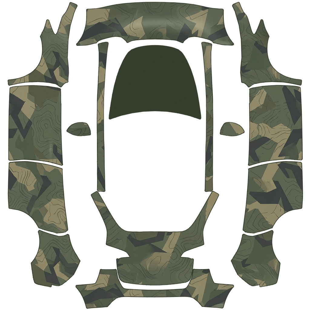 Tesla Model Y with a Military green wrap, 3D preview
