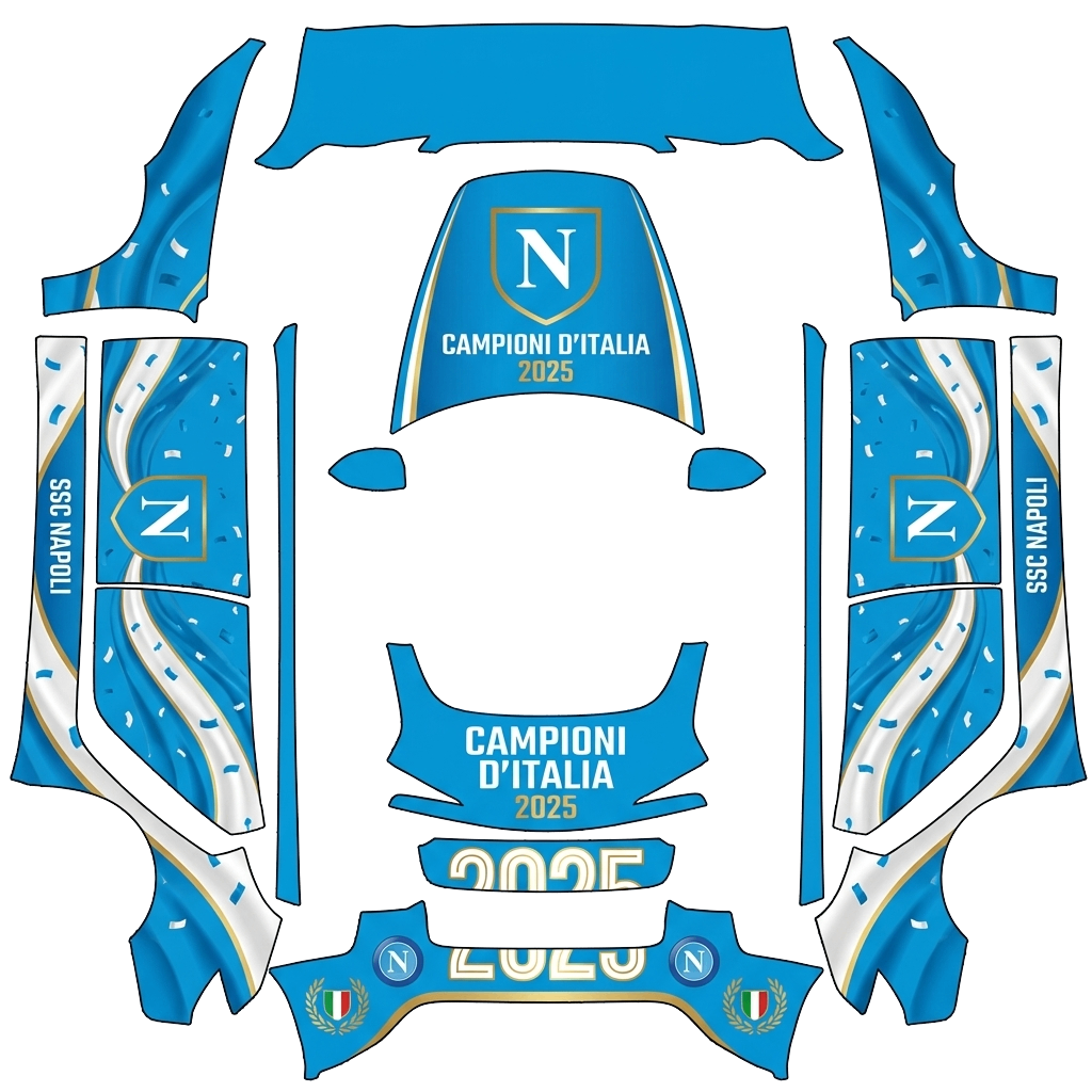 Tesla Model 3 (2024+) Standard & Premium with a Napoli Scudetto 2025 wrap, 3D preview