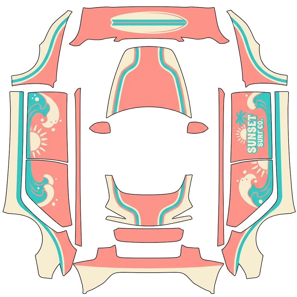 Neon Tesla Model 3 (2024+) Standard & Premium wrap PNG - flat 1024x1024 wrap PNG template for Tesla Model 3 (2024+) Standard & Premium Paint Shop