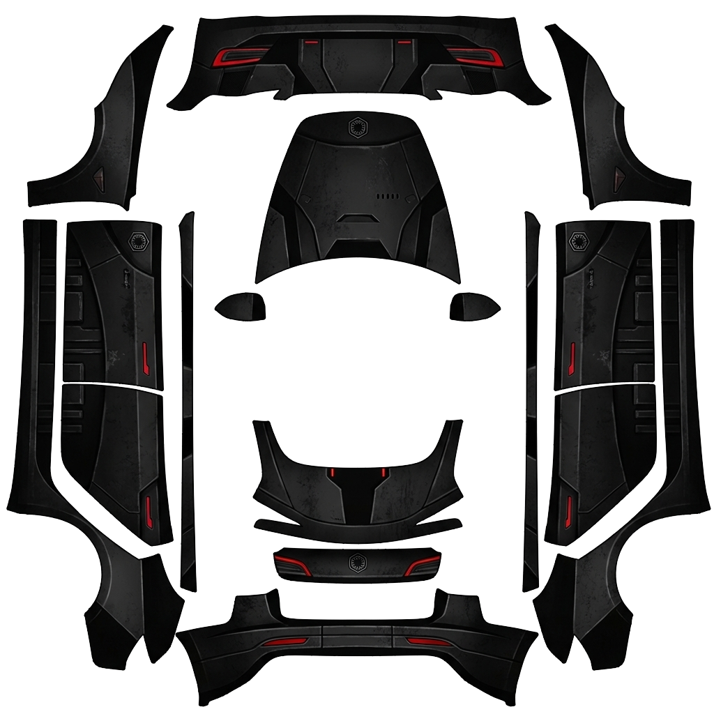 Tesla Model 3 (2024+) Standard & Premium with a Night Trooper Black wrap, 3D preview