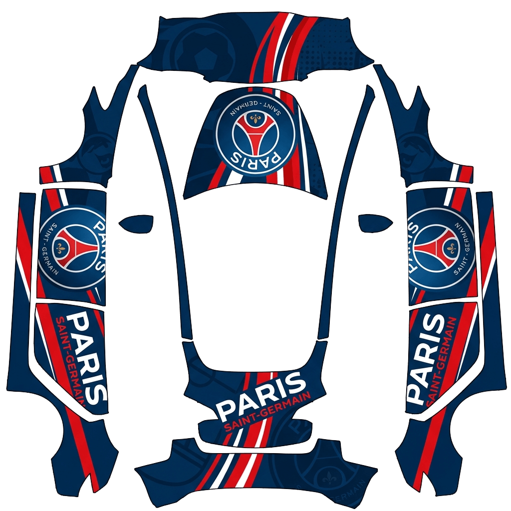 Tesla Model 3 with a Paris Saint Germain wrap, 3D preview