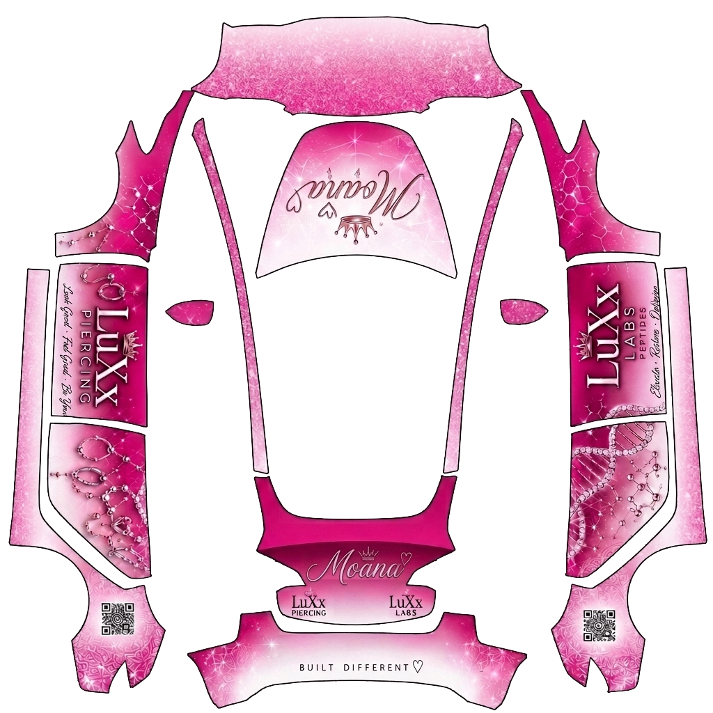 Tesla Model 3 with a Pink Floral Script Design wrap, 3D preview