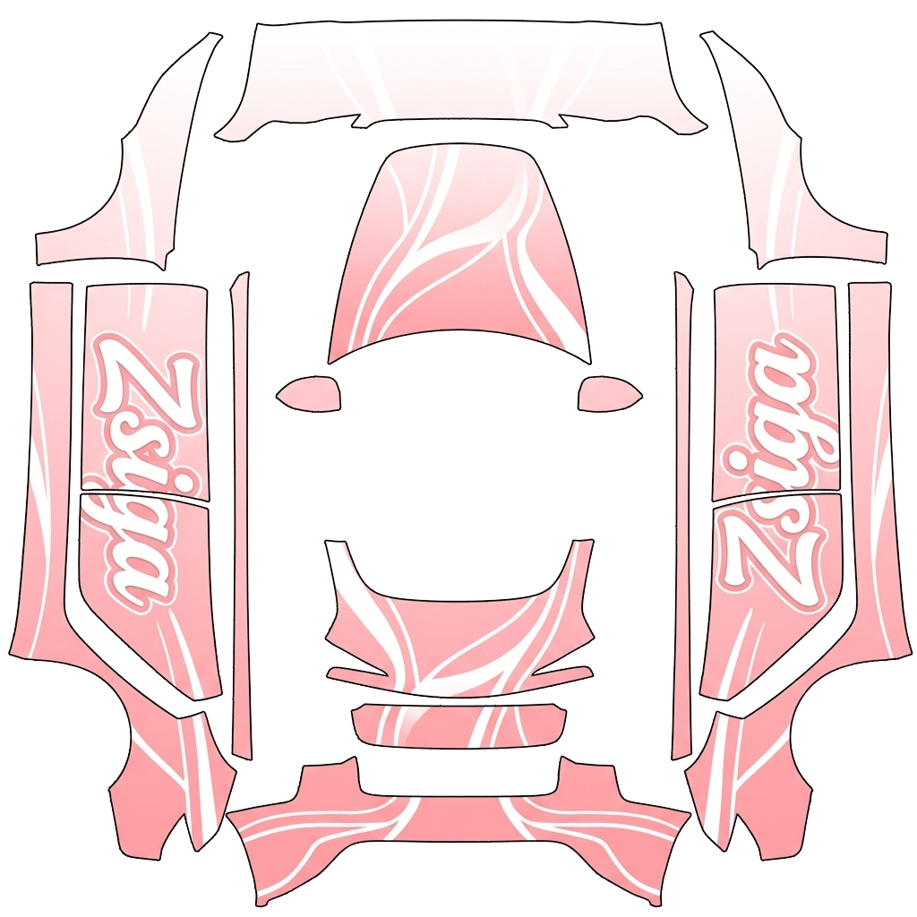 Pink Tesla Model 3 (2024+) Standard & Premium wrap PNG - flat 1024x1024 wrap PNG template for Tesla Model 3 (2024+) Standard & Premium Paint Shop