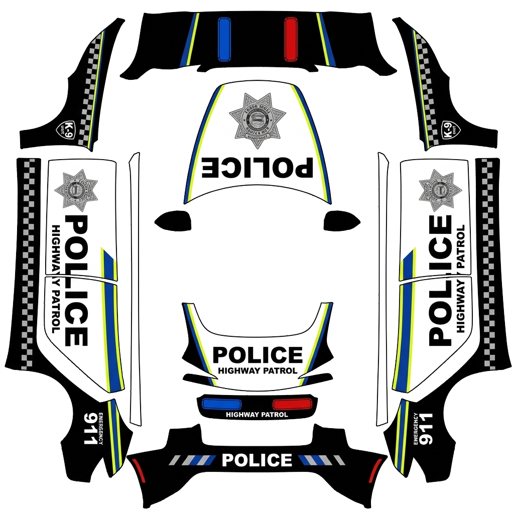 Tesla Model 3 (2024+) Standard & Premium with a Police wrap, 3D preview