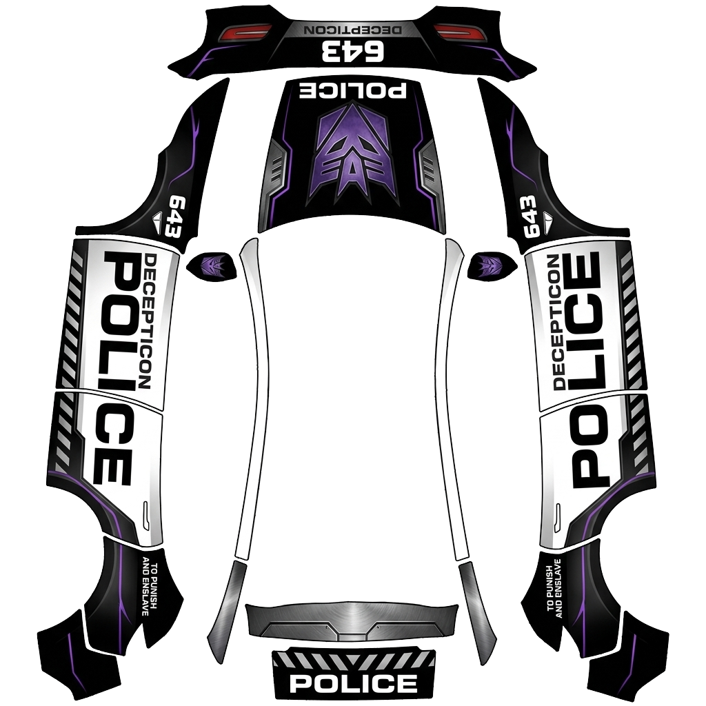 Police Tesla Model Y (2025+) Premium wrap PNG - flat 1024x1024 wrap PNG template for Tesla Model Y (2025+) Premium Paint Shop