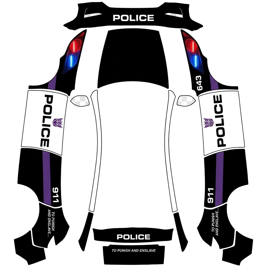 Police Tesla Model Y (2025+) Premium wrap PNG - flat 1024x1024 wrap PNG template for Tesla Model Y (2025+) Premium Paint Shop