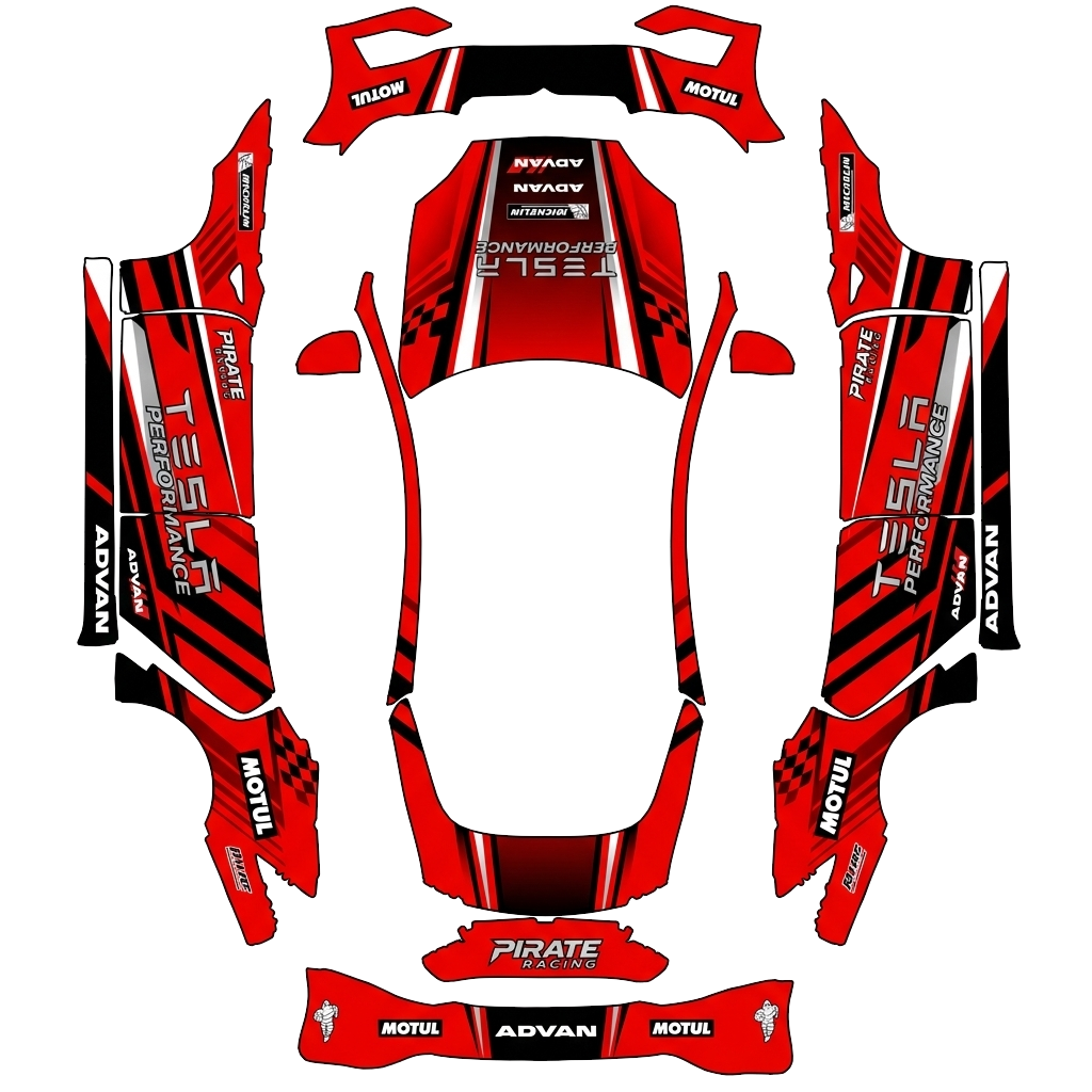 Racing Tesla Model S 2025+ Plaid wrap PNG - flat 1024x1024 wrap PNG template for Tesla Model S 2025+ Plaid Paint Shop