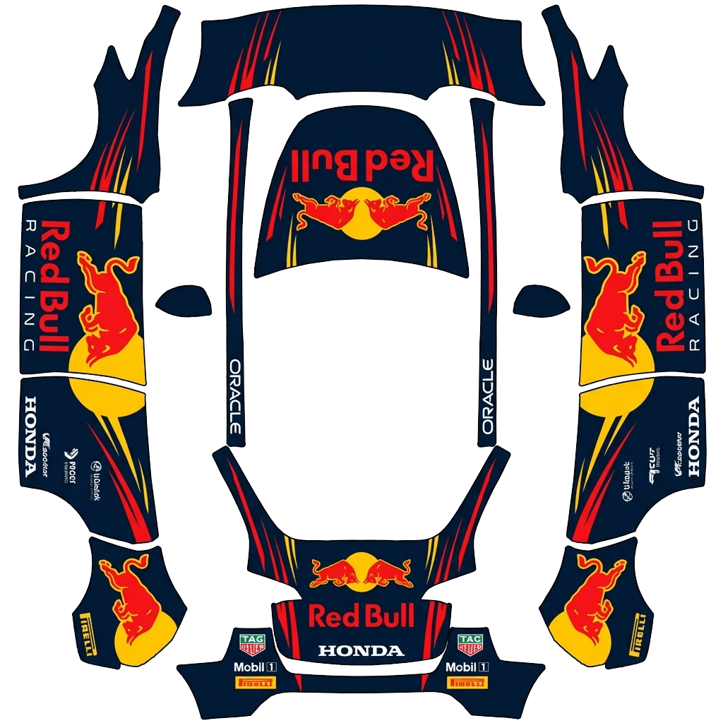 Tesla Model Y with a Red Bull Racing Navy wrap, 3D preview