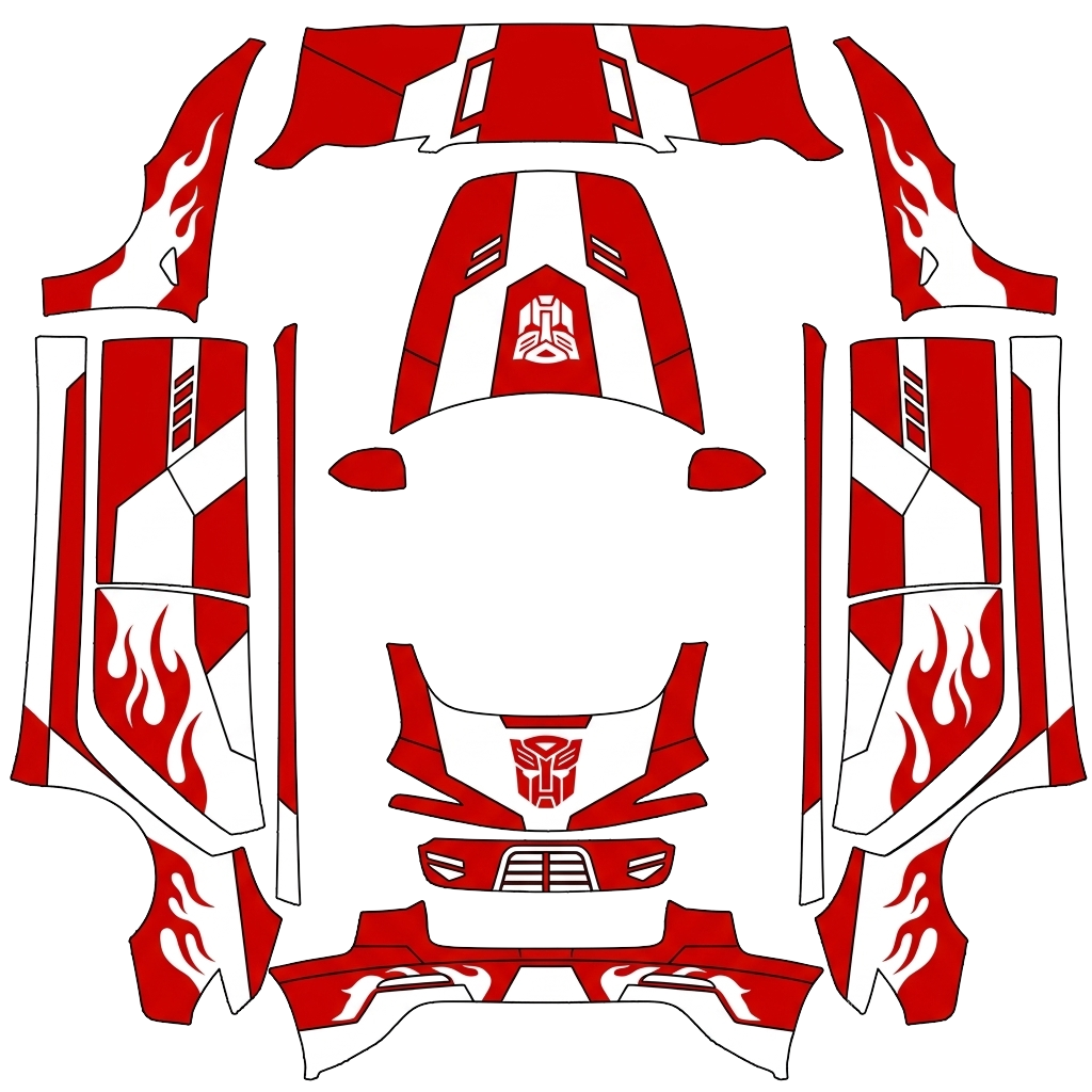 Red Tesla Model 3 (2024+) Standard & Premium wrap PNG - flat 1024x1024 wrap PNG template for Tesla Model 3 (2024+) Standard & Premium Paint Shop