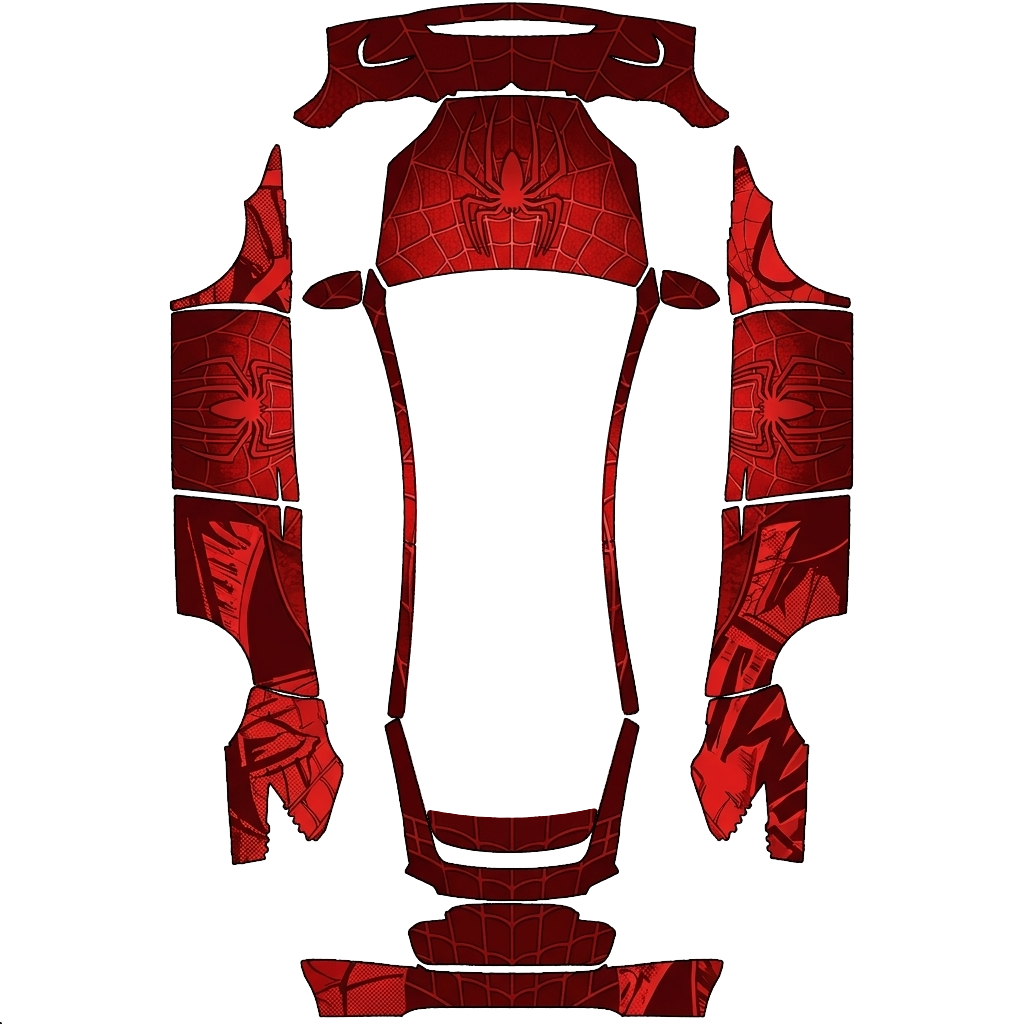 Tesla Model X 2021+ with a Red wrap, 3D preview