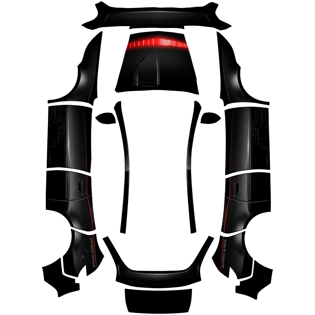 Tesla Model Y (2025+) Standard with a Red wrap, 3D preview