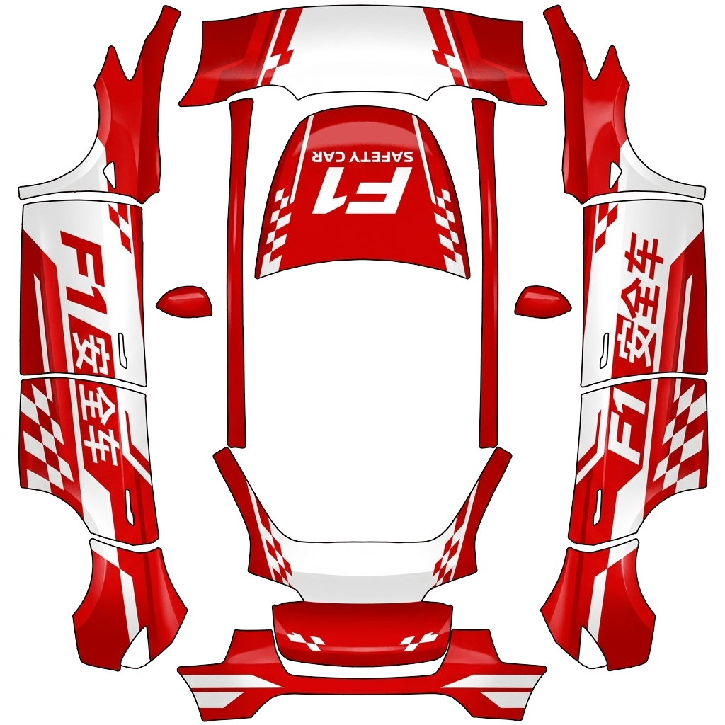 Red Tesla Model Y wrap PNG - flat 1024x1024 wrap PNG template for Tesla Model Y Paint Shop