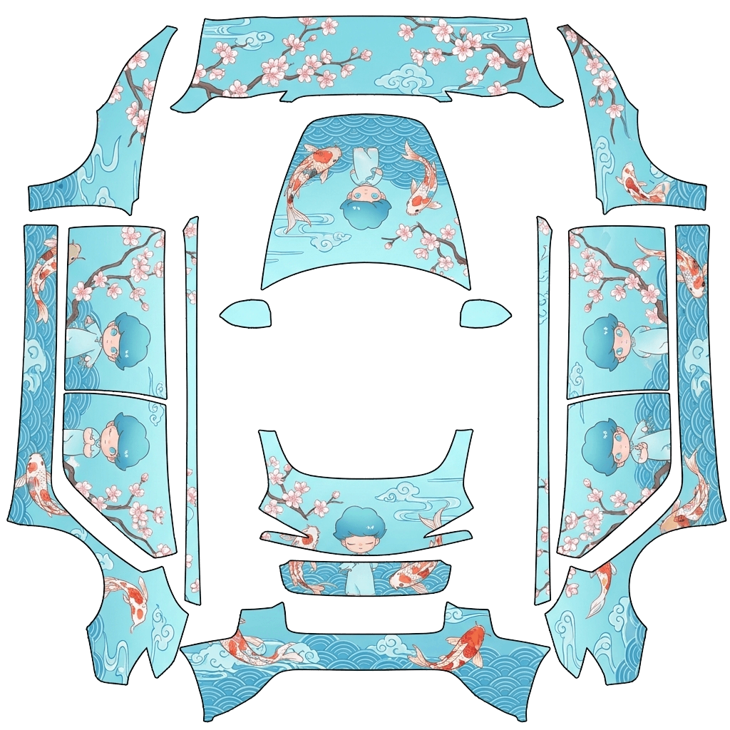 Tesla Model 3 (2024+) Standard & Premium with a Sakura wrap, 3D Paint Shop preview