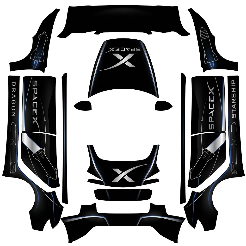 Tesla Model 3 (2024+) Standard & Premium with a SpaceX wrap, 3D preview